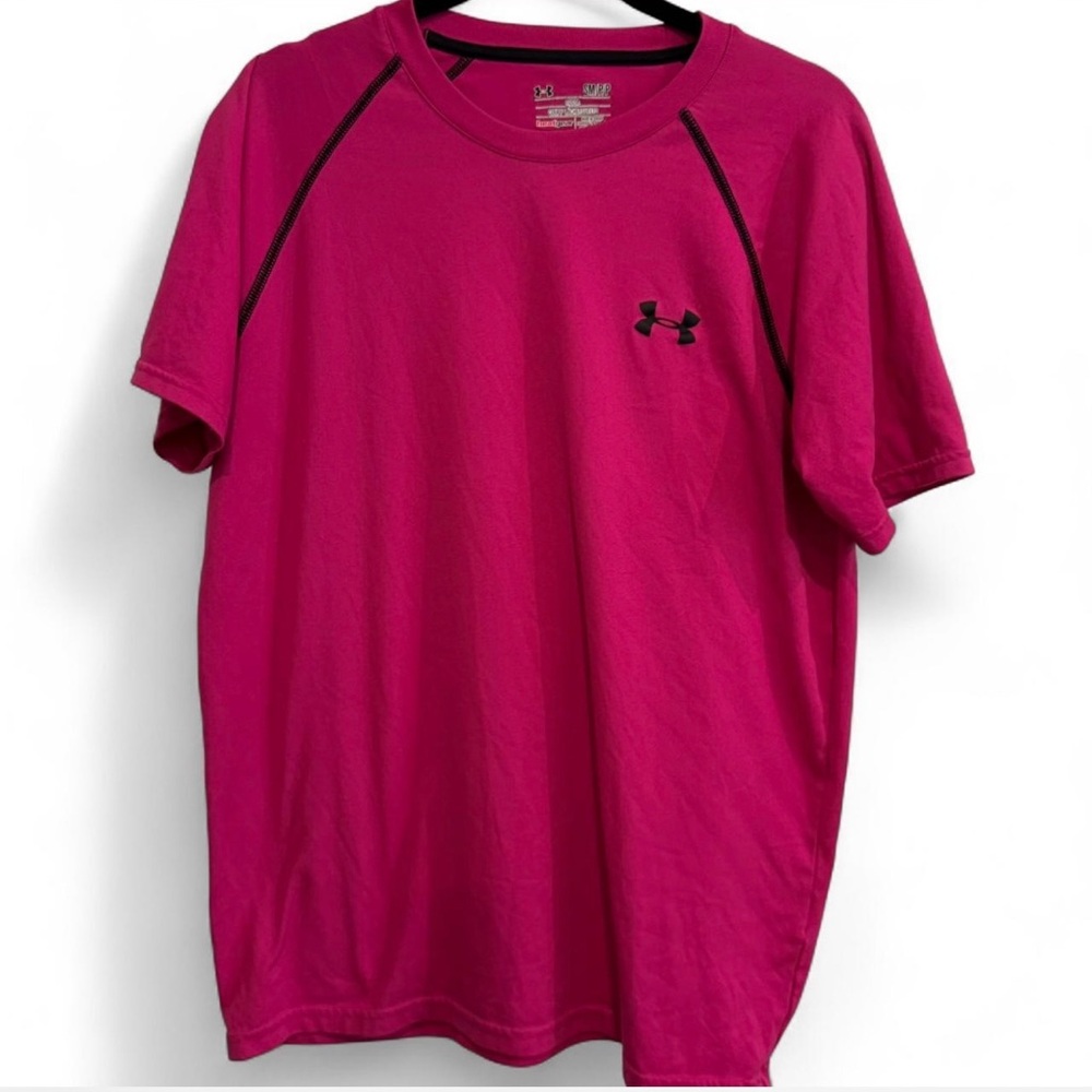 Womens Under Armour T Shirt Raspberry with Black accents- Size Small
